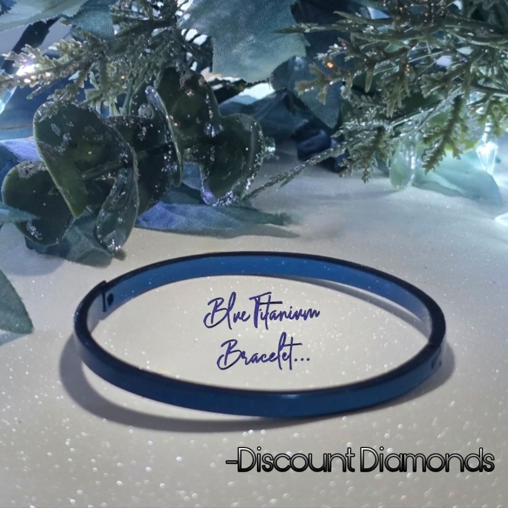 Titanium Steel Royal Blue Hinged Bangle Bracelet